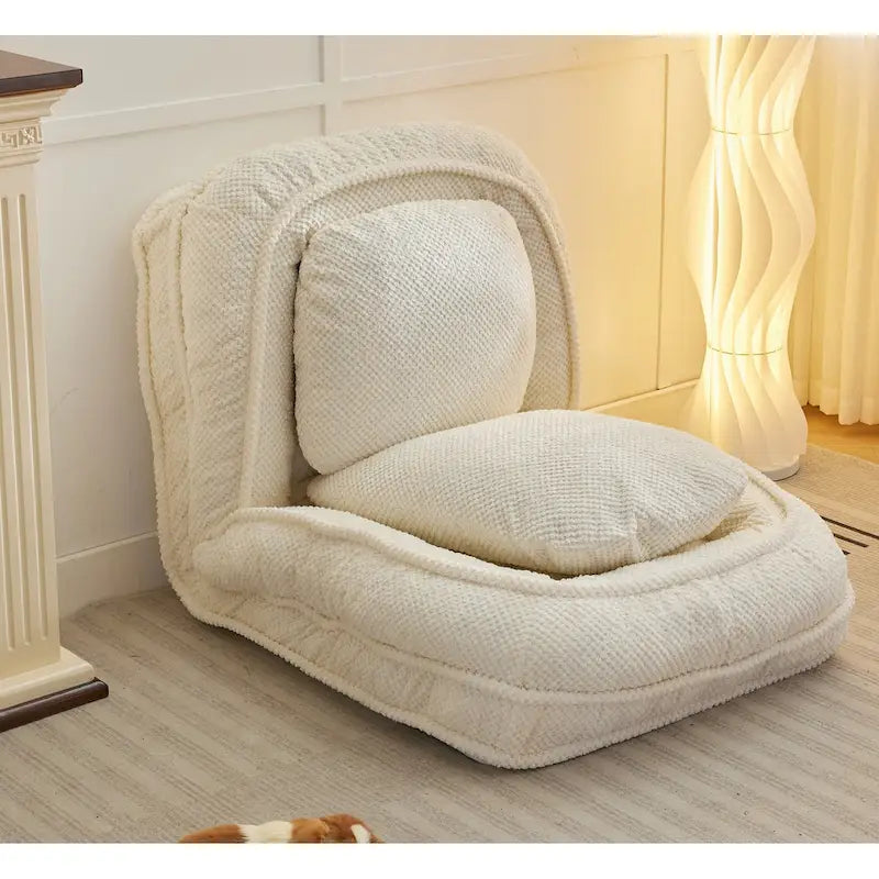 Chaise longue réglable blanche 47,8 avec dossier haut