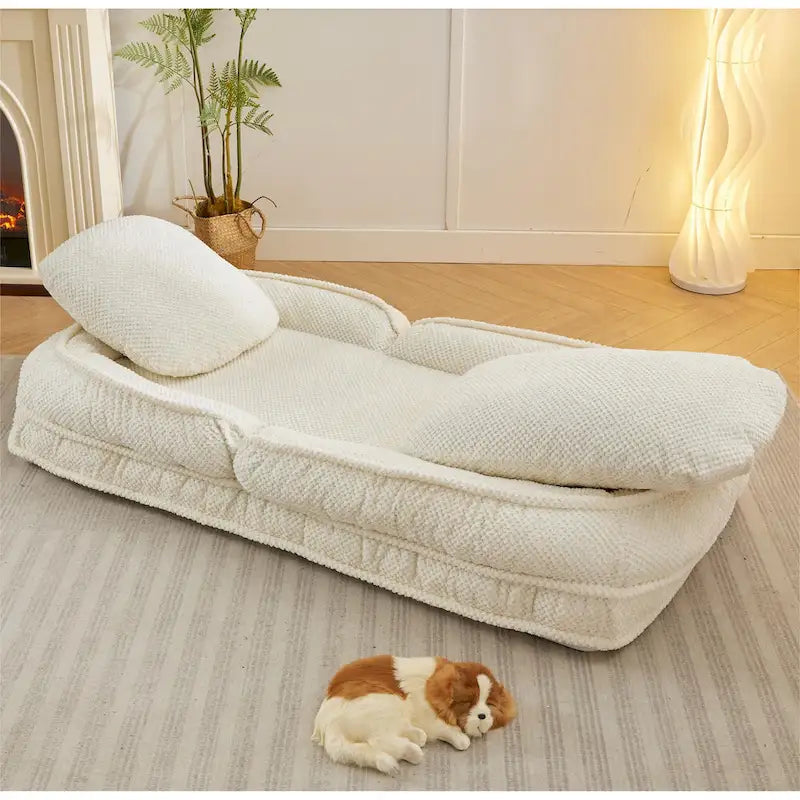 Chaise longue réglable blanche 47,8 avec dossier haut