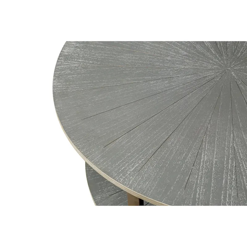 Table basse ronde de ferme de 31,5 pouces avec rangement à 2 niveaux et pieds en métal