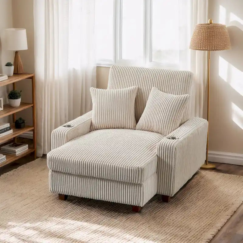 Chaise longue capitonnée de 111,76 cm de large avec dossier réglable
