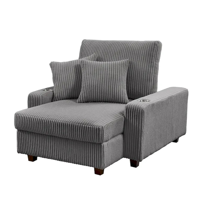 Chaise longue capitonnée de 111,76 cm de large avec dossier réglable