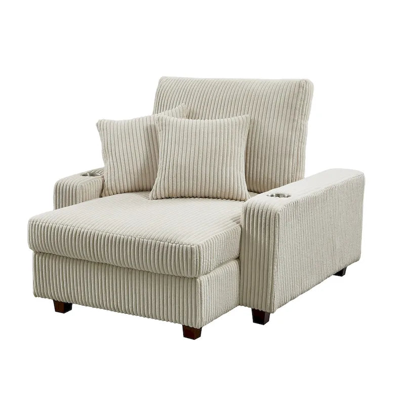 Chaise longue capitonnée de 111,76 cm de large avec dossier réglable