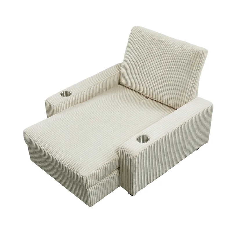 Chaise longue capitonnée de 111,76 cm de large avec dossier réglable