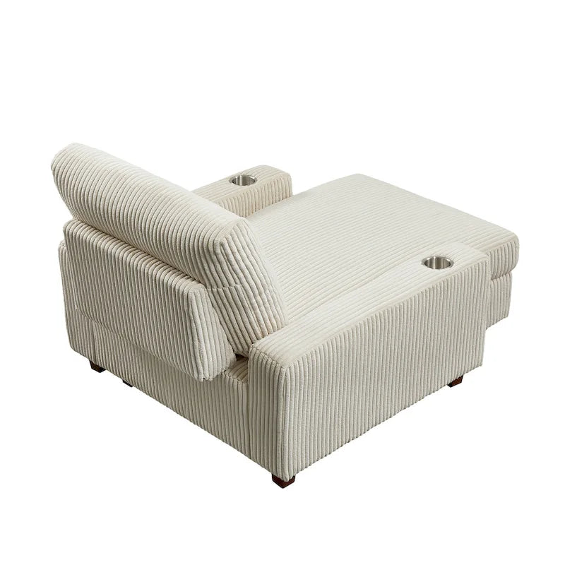 Chaise longue capitonnée de 111,76 cm de large avec dossier réglable