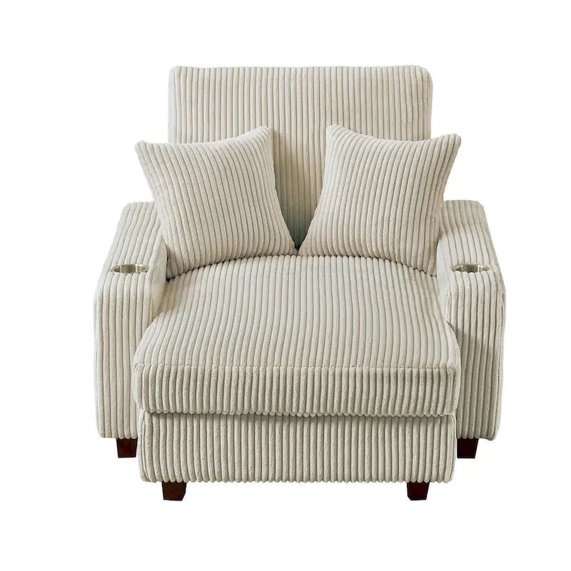 Chaise longue capitonnée de 111,76 cm de large avec dossier réglable
