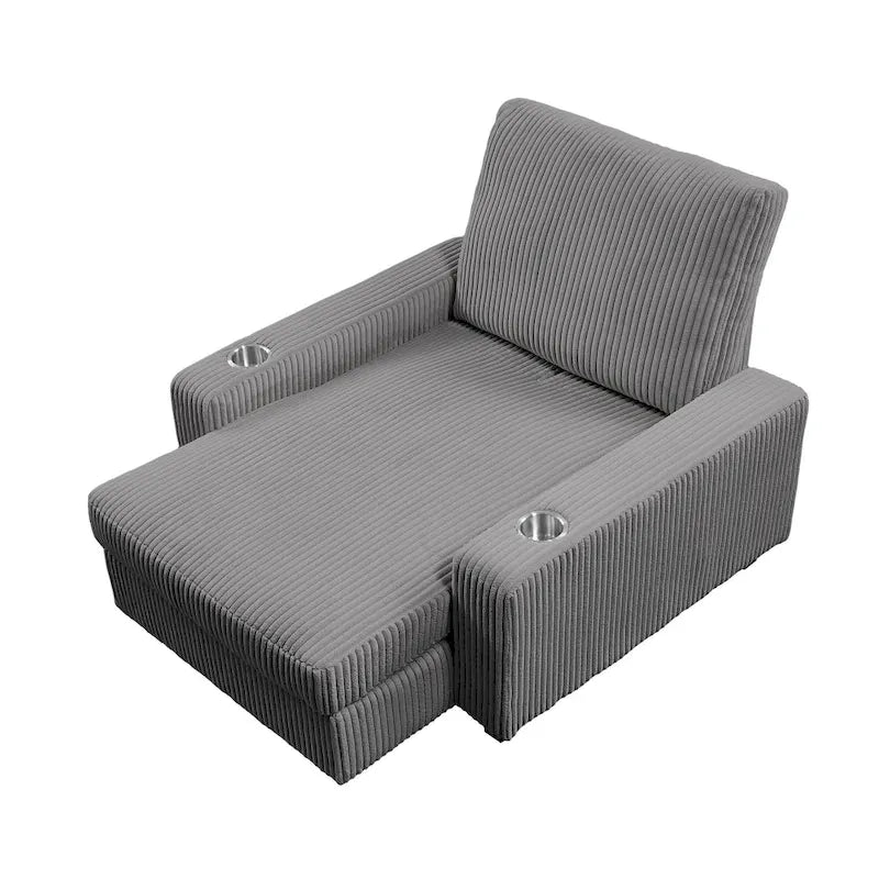 Chaise longue capitonnée de 111,76 cm de large avec dossier réglable