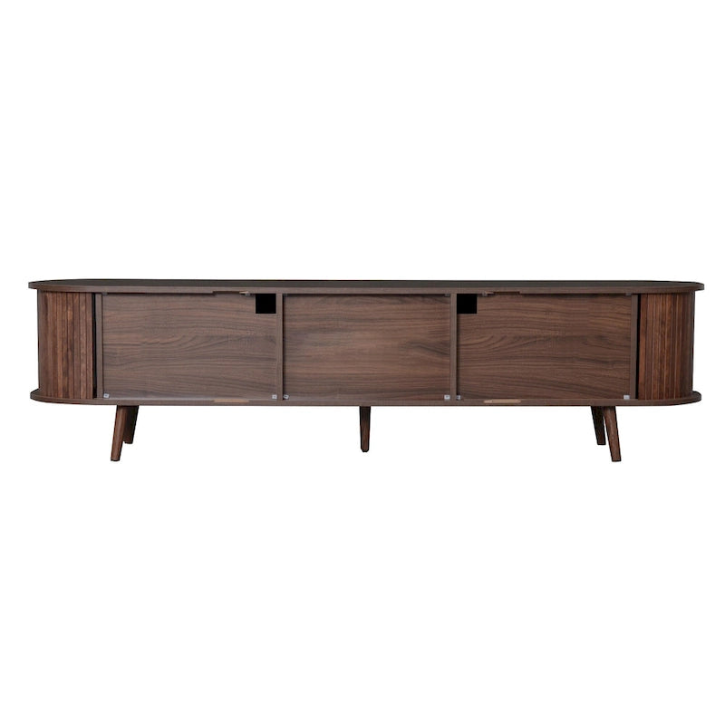 Meuble TV scandinave pour téléviseur de 80", Meuble de salon avec rangements, Console multimédia avec 2 tiroirs