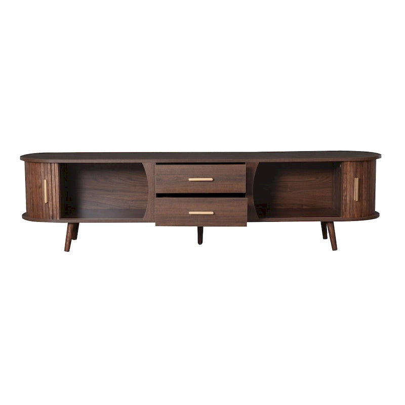 Meuble TV scandinave pour téléviseur de 80", Meuble de salon avec rangements, Console multimédia avec 2 tiroirs