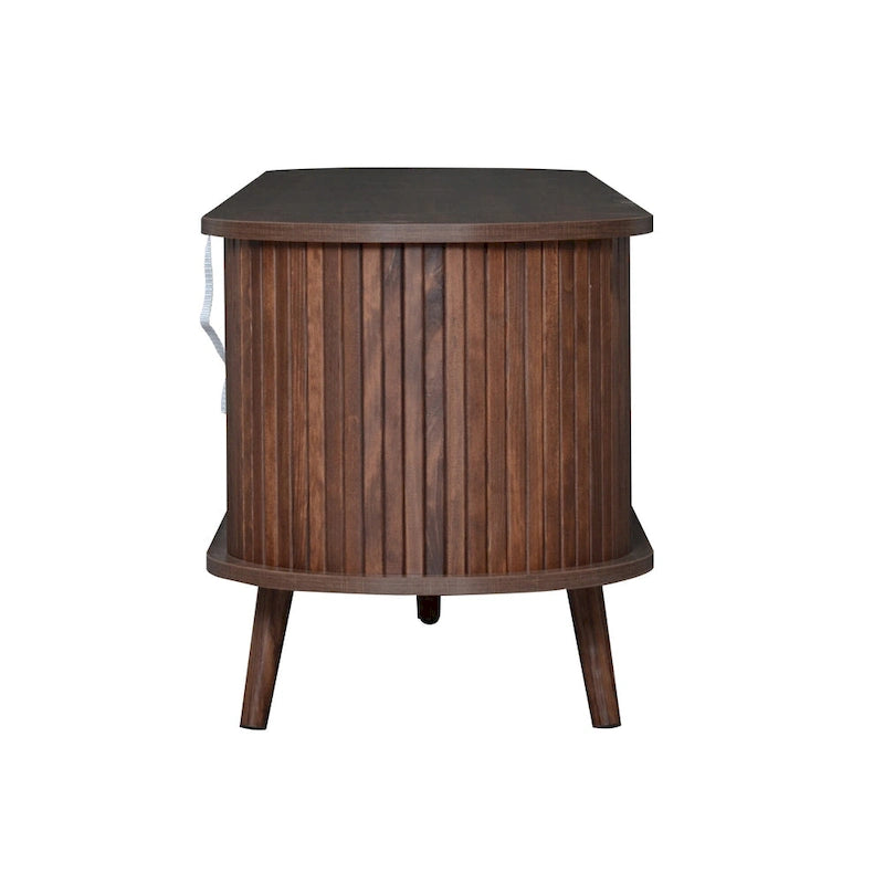 Meuble TV scandinave pour téléviseur de 80", Meuble de salon avec rangements, Console multimédia avec 2 tiroirs