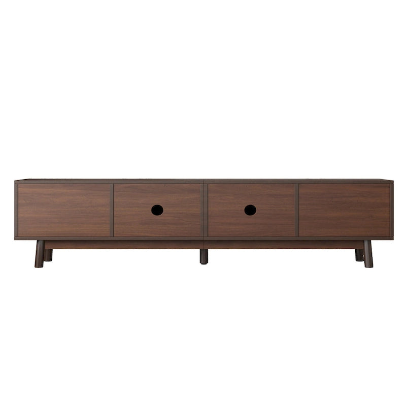 Meuble TV scandinave pour téléviseur de 80", Meuble de salon avec rangements, Console multimédia avec 2 tiroirs