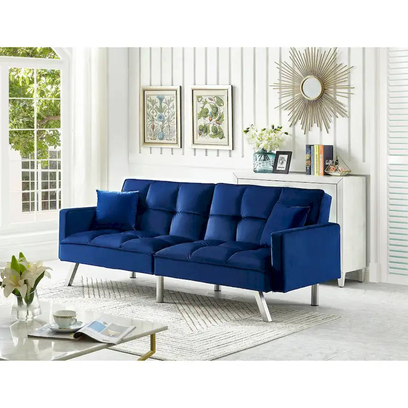 Chaise de salle à manger en velours avec cadre en or titane