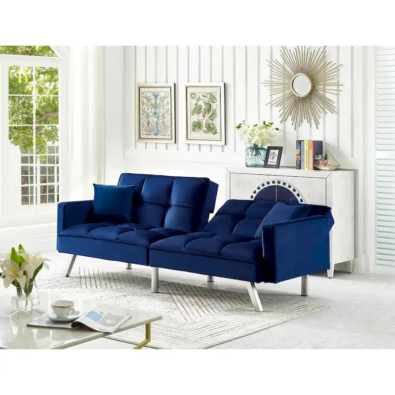 Chaise de salle à manger en velours avec cadre en or titane
