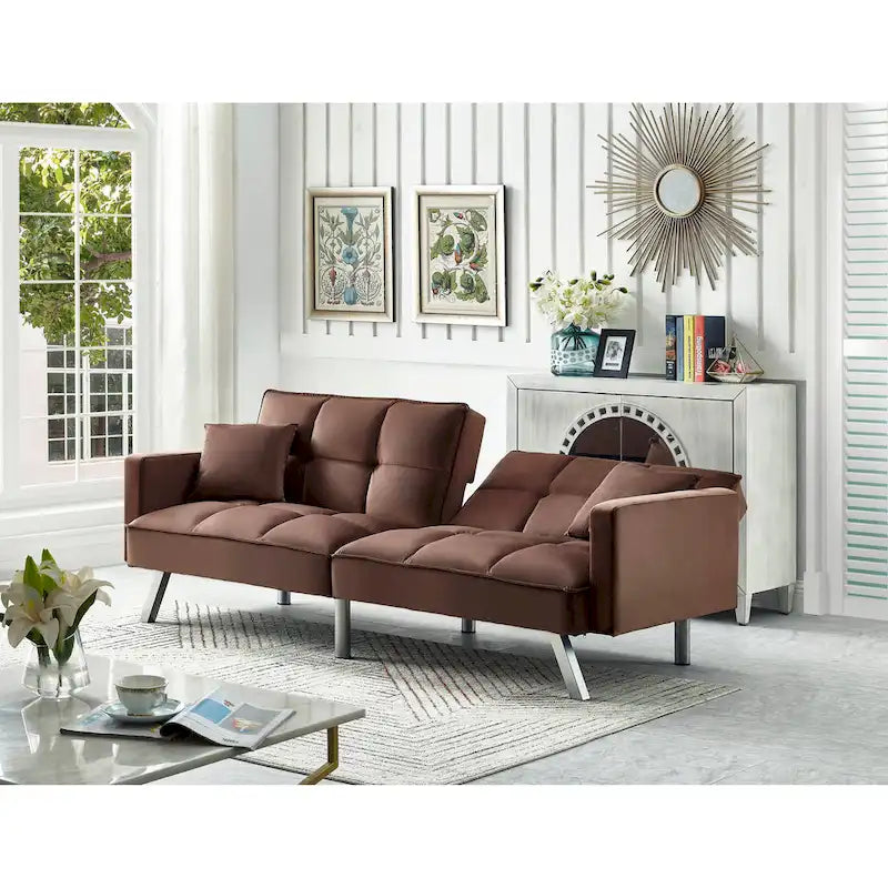Chaise de salle à manger en velours avec cadre en or titane