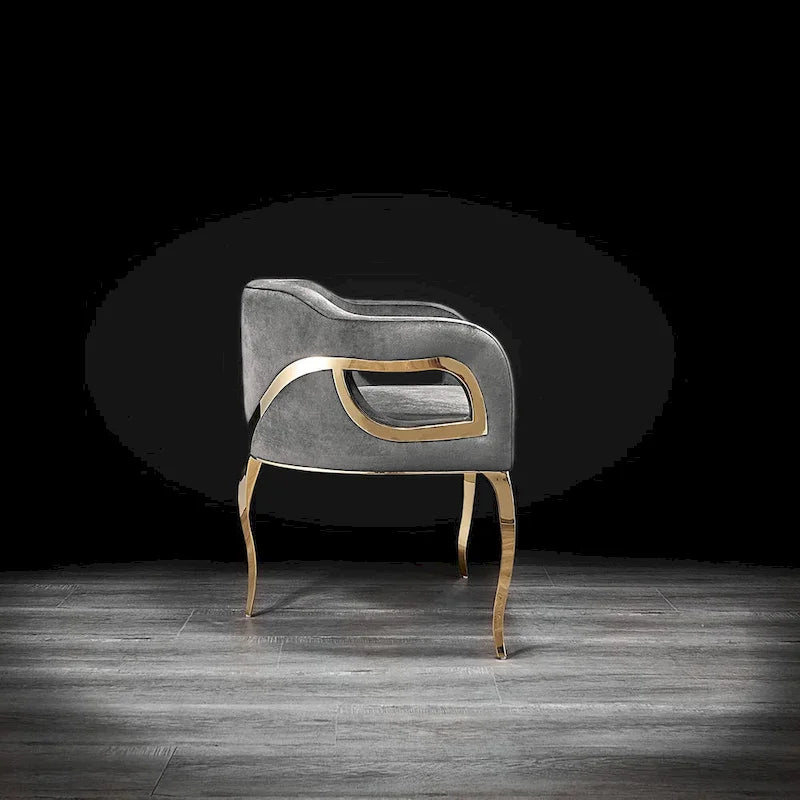 Chaise de salle à manger en acier inoxydable titane or