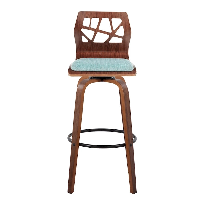 Tabouret de bar à hauteur fixe, pieds en bois courbé et repose-pieds rond (lot de 2)