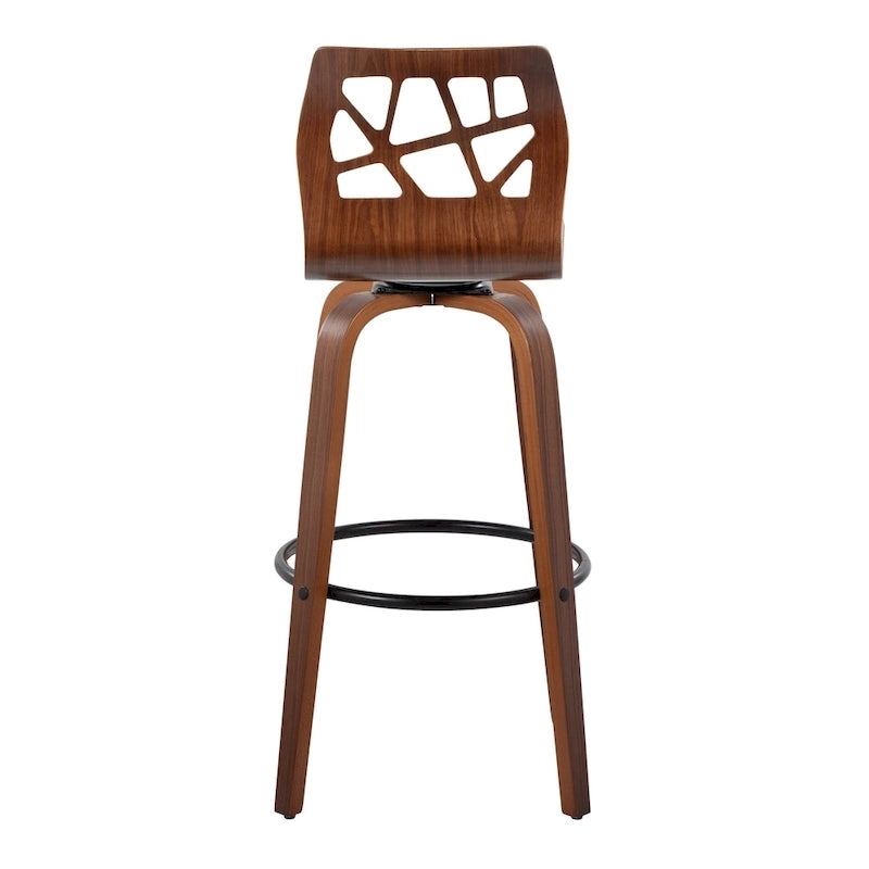 Tabouret de bar à hauteur fixe, pieds en bois courbé et repose-pieds rond (lot de 2)