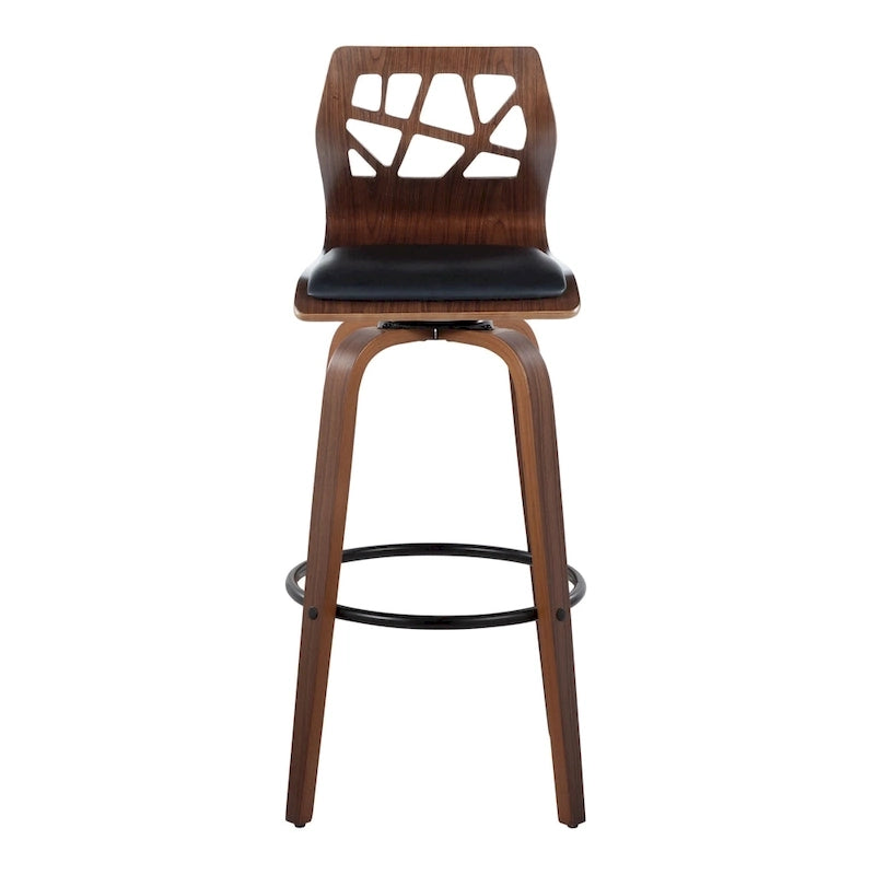 Tabouret de bar à hauteur fixe, pieds en bois courbé et repose-pieds rond (lot de 2)