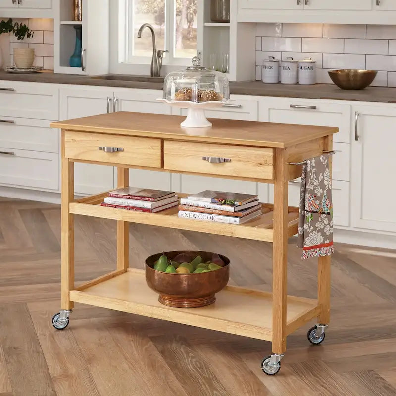 Desserte de cuisine marron avec plan de travail en bois - 45" x 21" x 36"