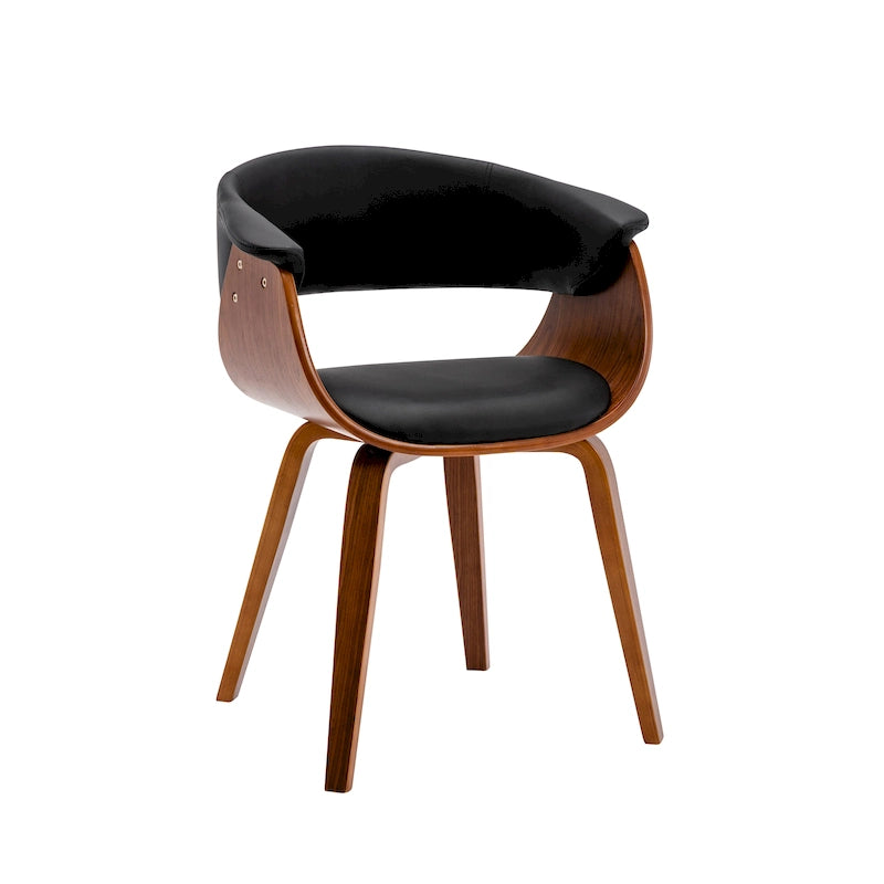 Chaise de salle à manger, revêtement en cuir PU, pieds en bois de noyer