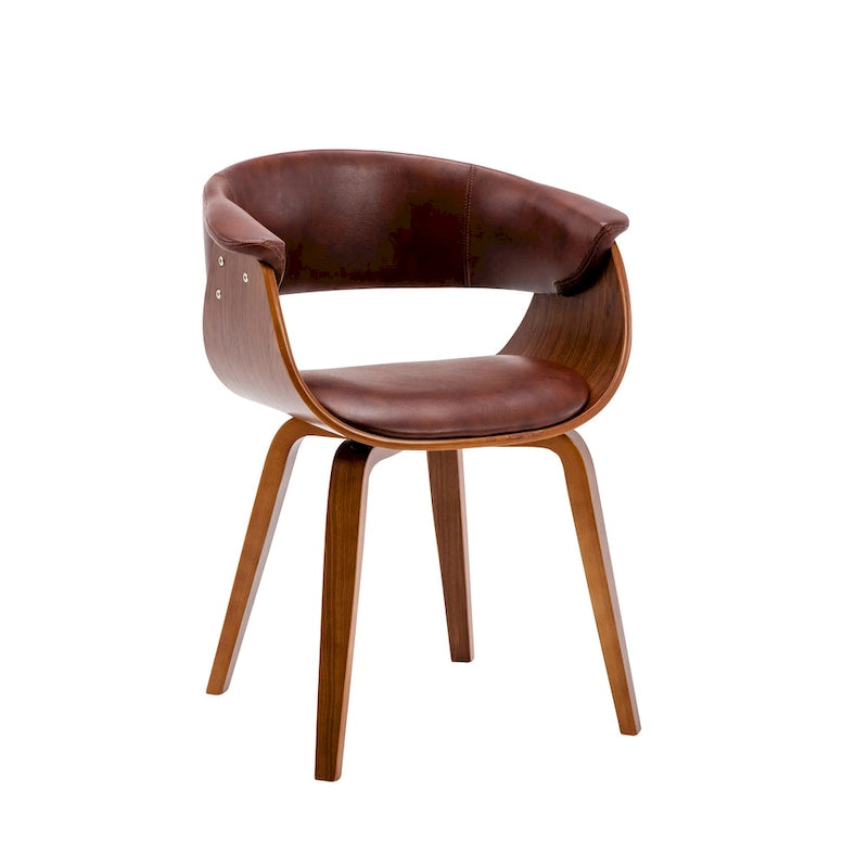 Chaise de salle à manger, revêtement en cuir PU, pieds en bois de noyer