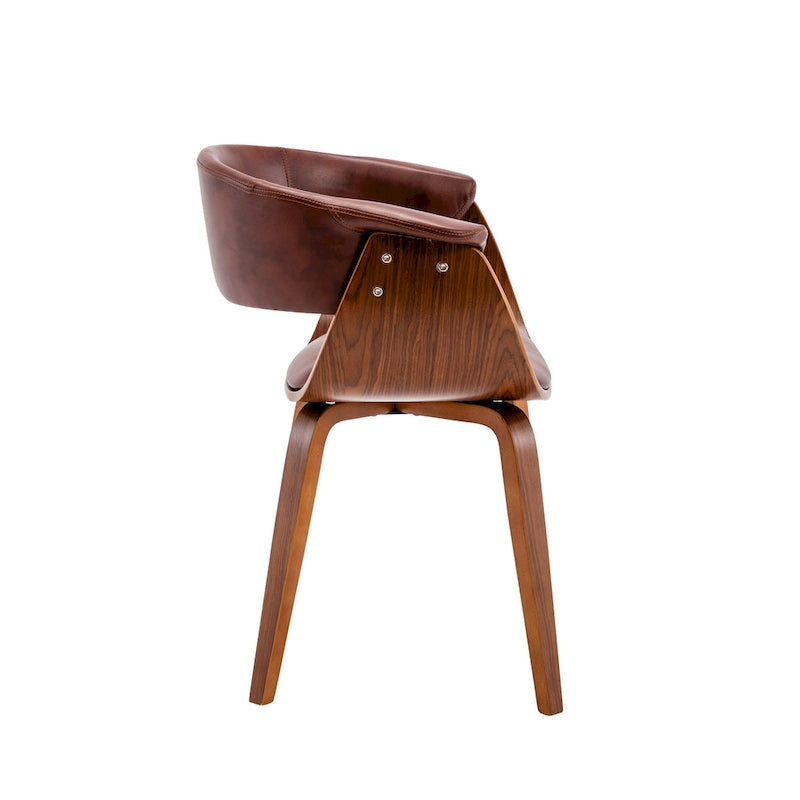 Chaise de salle à manger, revêtement en cuir PU, pieds en bois de noyer