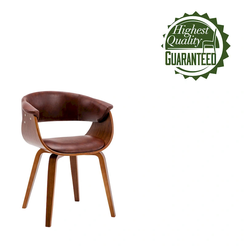 Chaise de salle à manger, revêtement en cuir PU, pieds en bois de noyer