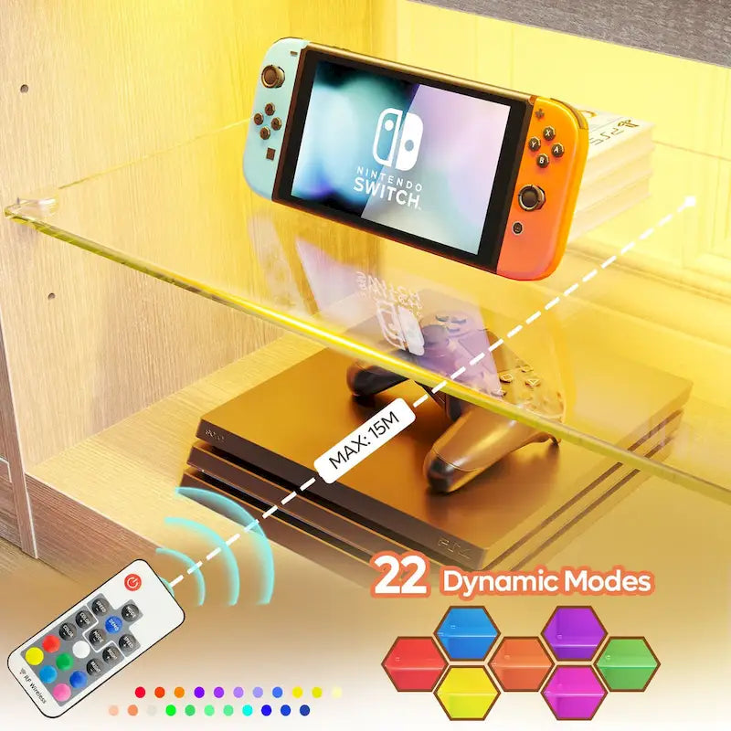 Meuble TV de 70 pouces avec centre de divertissement à lumière RGB 20 couleurs
