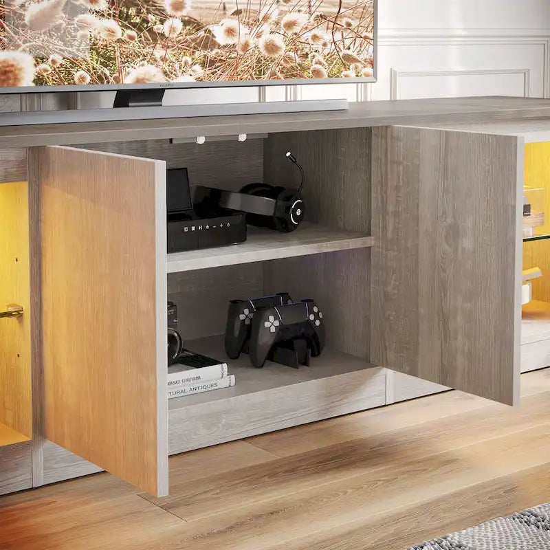 Meuble TV de 70 pouces avec centre de divertissement à lumière RGB 20 couleurs