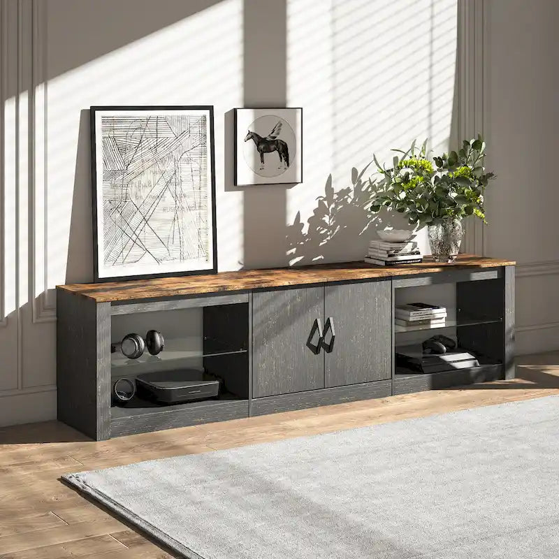 Meuble TV de 70 pouces avec centre de divertissement à lumière RGB 20 couleurs