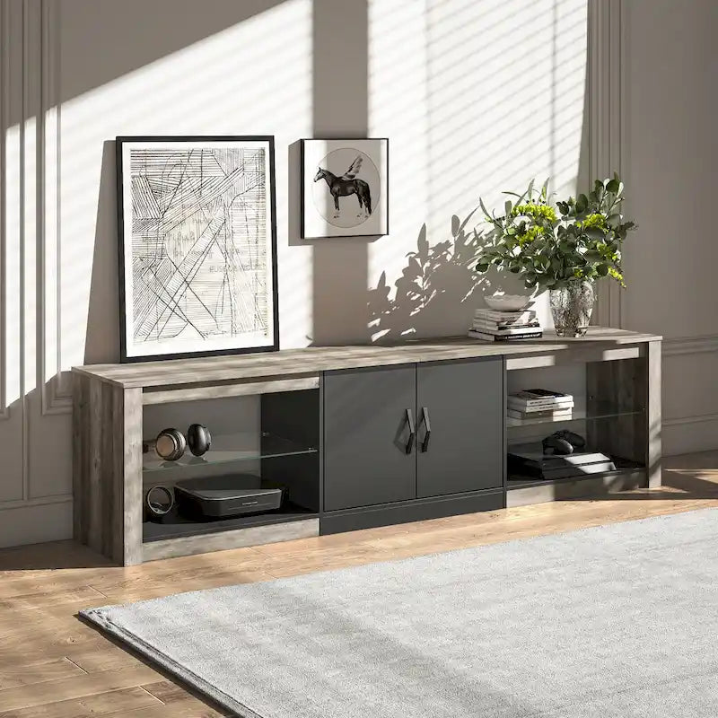 Meuble TV de 70 pouces avec centre de divertissement à lumière RGB 20 couleurs