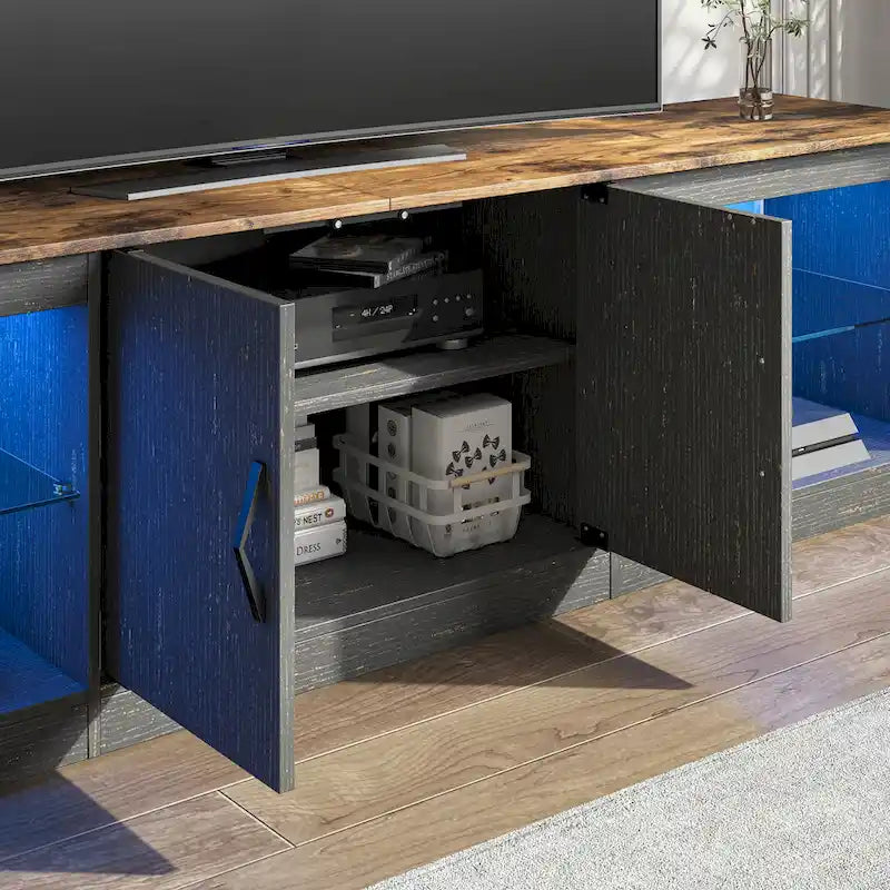Meuble TV de 70 pouces avec centre de divertissement à lumière RGB 20 couleurs
