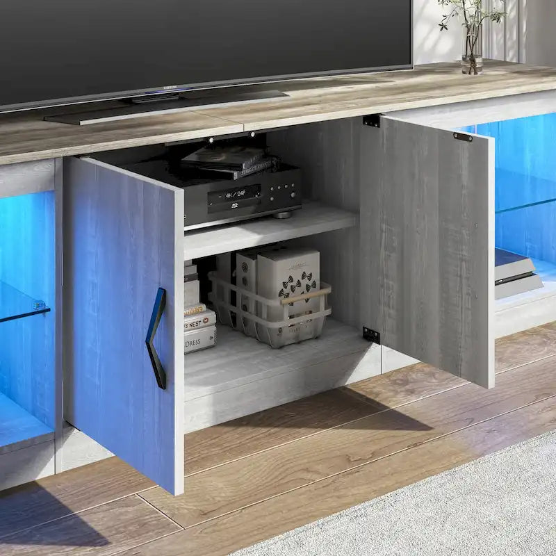 Meuble TV de 70 pouces avec centre de divertissement à lumière RGB 20 couleurs