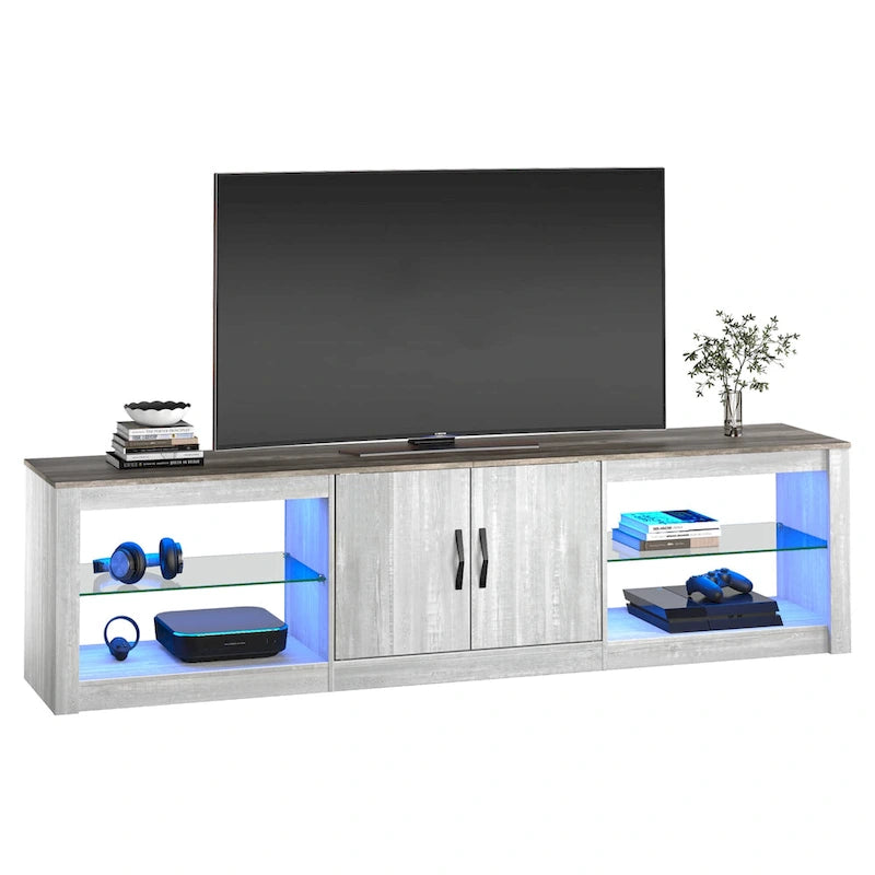 Meuble TV de 70 pouces avec centre de divertissement à lumière RGB 20 couleurs