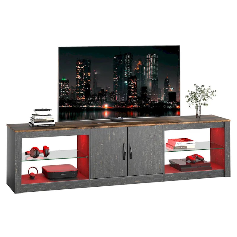 Meuble TV de 70 pouces avec centre de divertissement à lumière RGB 20 couleurs