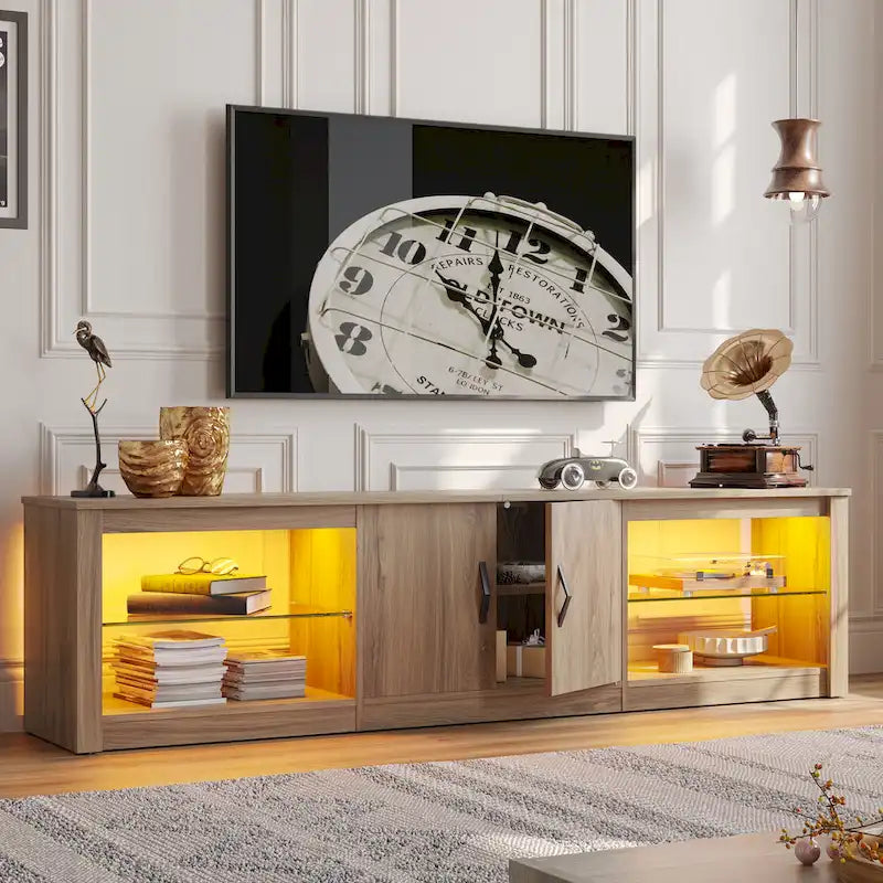 Meuble TV de 70 pouces avec centre de divertissement à lumière RGB 20 couleurs