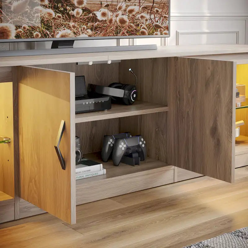 Meuble TV de 70 pouces avec centre de divertissement à lumière RGB 20 couleurs