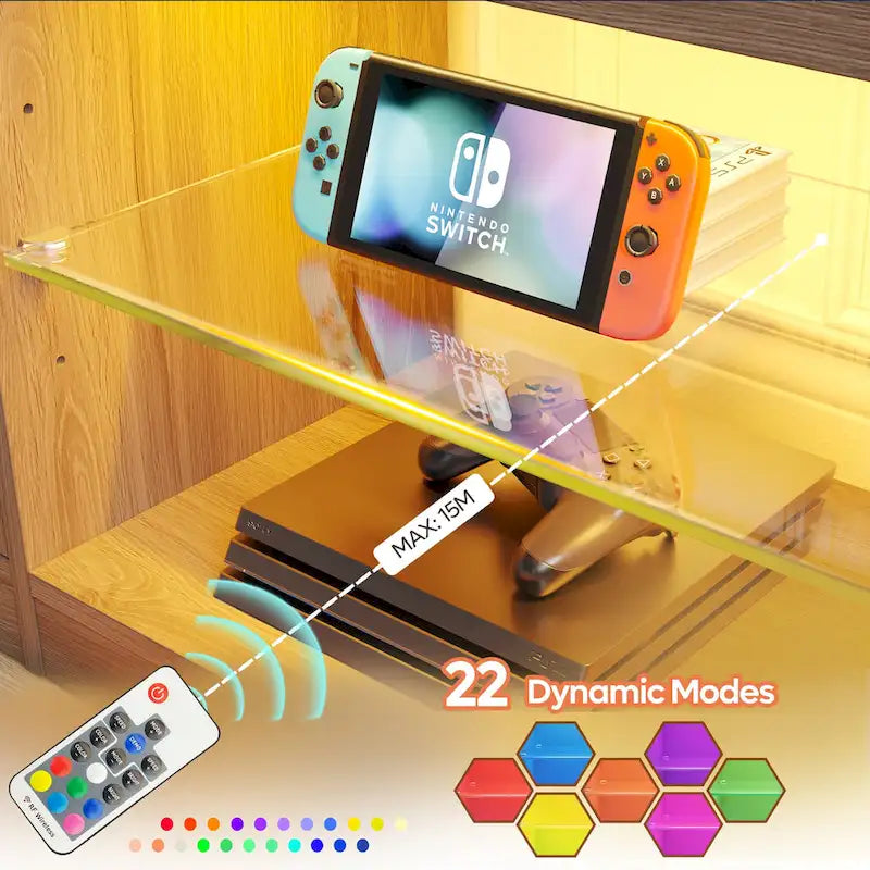 Meuble TV de 70 pouces avec centre de divertissement à lumière RGB 20 couleurs