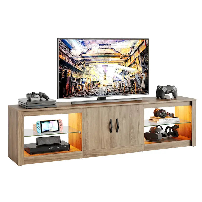 Meuble TV de 70 pouces avec centre de divertissement à lumière RGB 20 couleurs