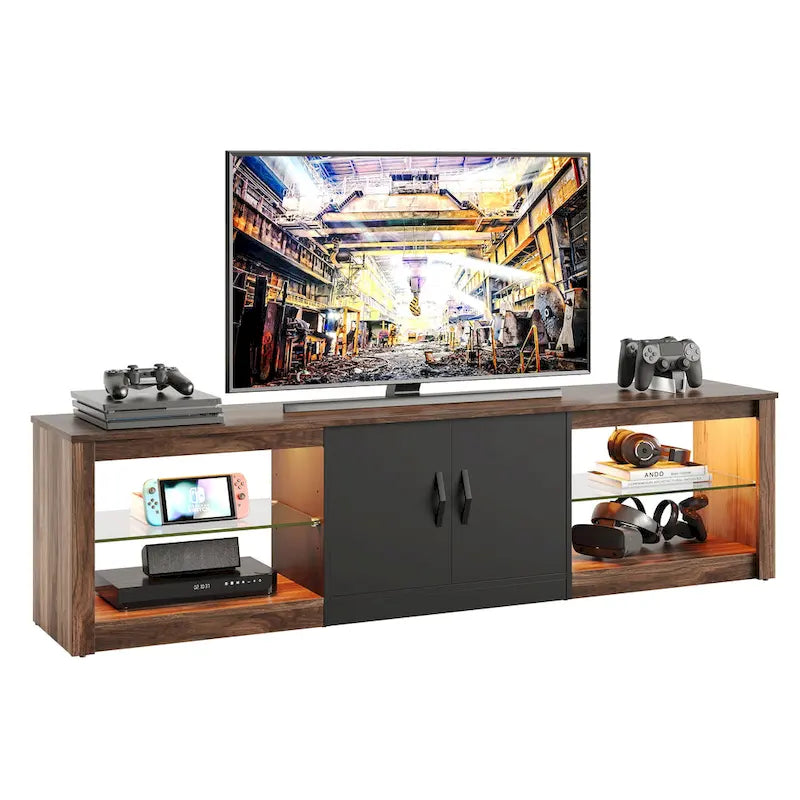 Meuble TV de 70 pouces avec centre de divertissement à lumière RGB 20 couleurs