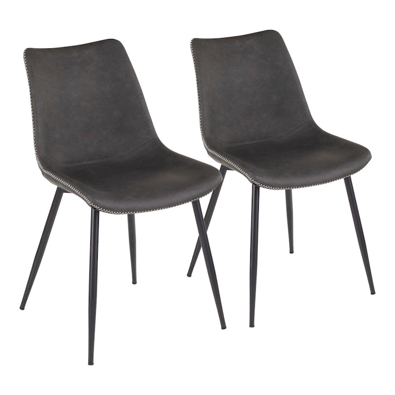 Chaises de salle à manger industrielles vintage en similicuir (lot de 2)
