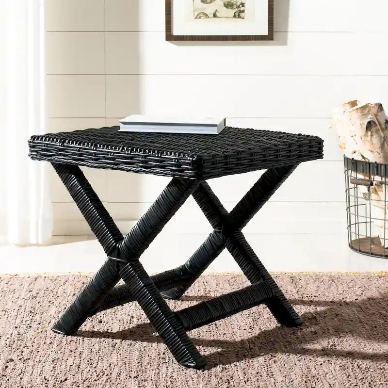 Banc en osier naturel en X - 22 x 22 x 19,5 - 22Lx22Px20H