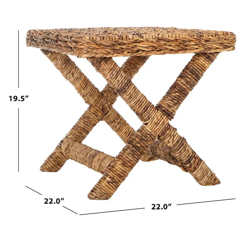 Banc en osier naturel en X - 22 x 22 x 19,5 - 22Lx22Px20H