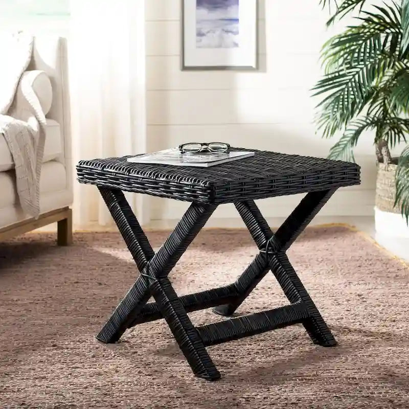 Banc en osier naturel en X - 22 x 22 x 19,5 - 22Lx22Px20H