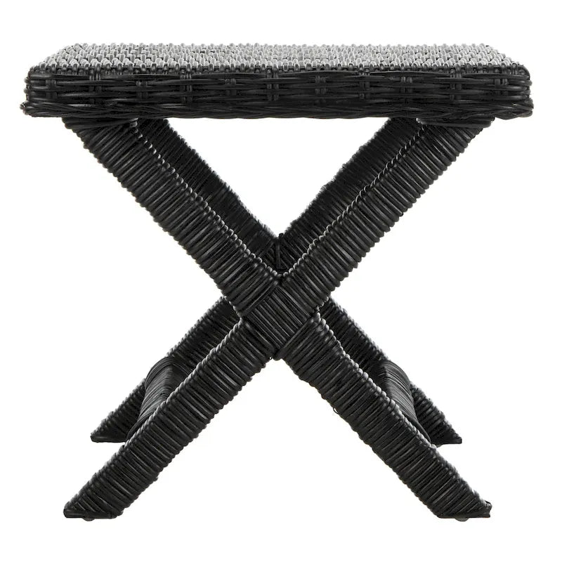 Banc en osier naturel en X - 22 x 22 x 19,5 - 22Lx22Px20H