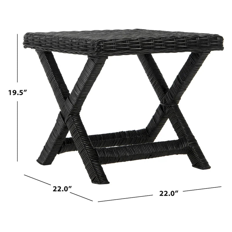 Banc en osier naturel en X - 22 x 22 x 19,5 - 22Lx22Px20H