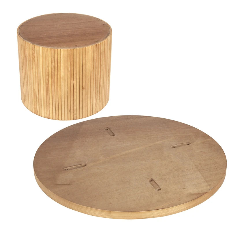 Table basse ronde en bois avec pied central