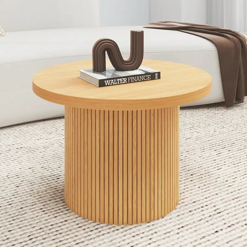 Table basse ronde en bois avec pied central