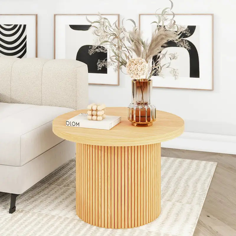Table basse ronde en bois avec pied central
