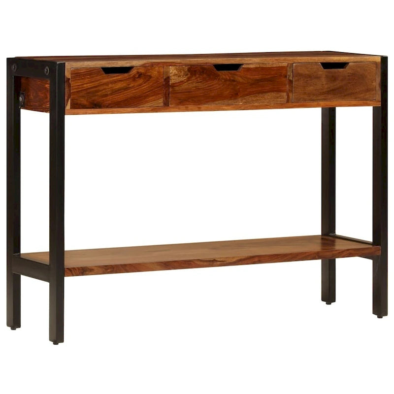 Bahut XL avec 3 tiroirs 110x35x75 cm en bois de sesham massif