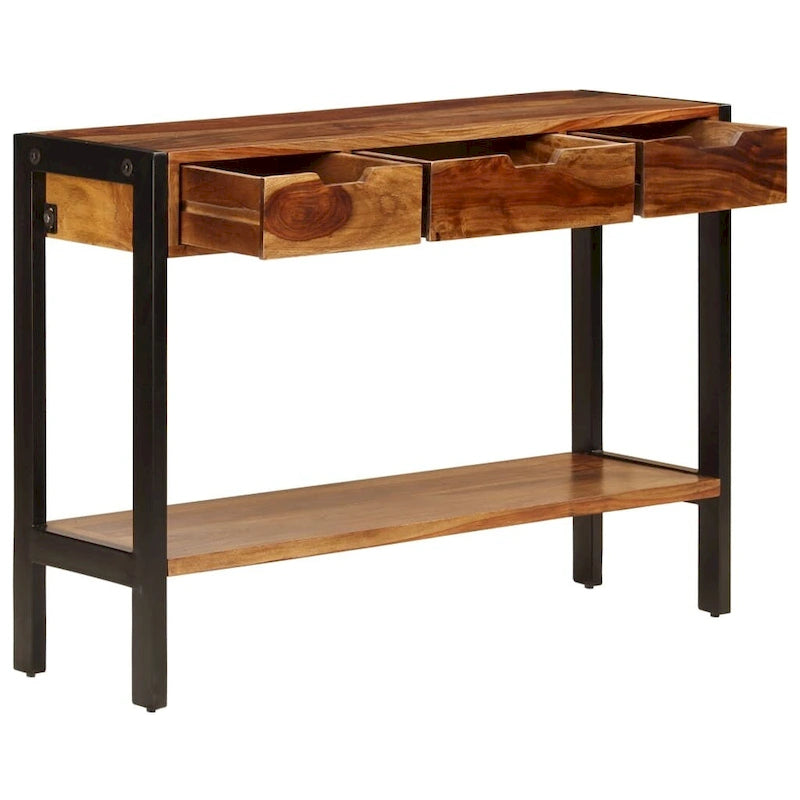 Bahut XL avec 3 tiroirs 110x35x75 cm en bois de sesham massif